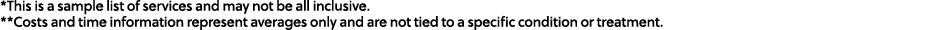 *This is a sample list of services and may not be all inclusive. ** Costs and time information represent averages onl...