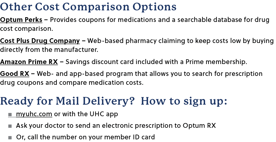 Other Cost Comparison Options Optum Perks – Provides coupons for medications and a searchable database for drug cost ...