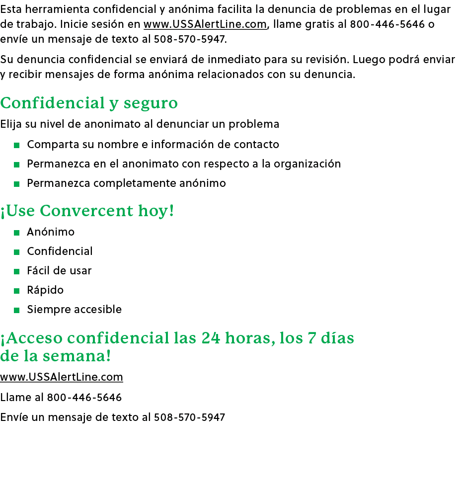 Esta herramienta confidencial y an nima facilita la denuncia de problemas en el lugar de trabajo. Inicie sesi n en ww...