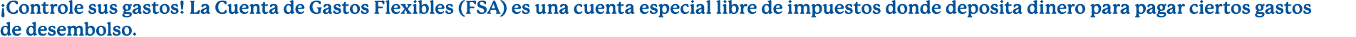 ¡Controle sus gastos! La Cuenta de Gastos Flexibles (FSA) es una cuenta especial libre de impuestos donde deposita di...