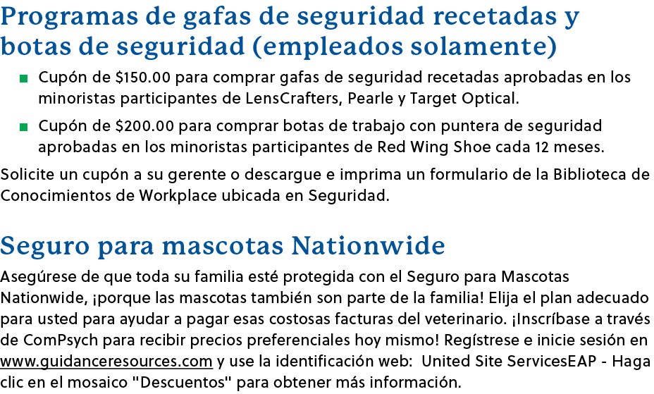 Programas de gafas de seguridad recetadas y botas de seguridad (empleados solamente) � Cup n de $150.00 para comprar ...
