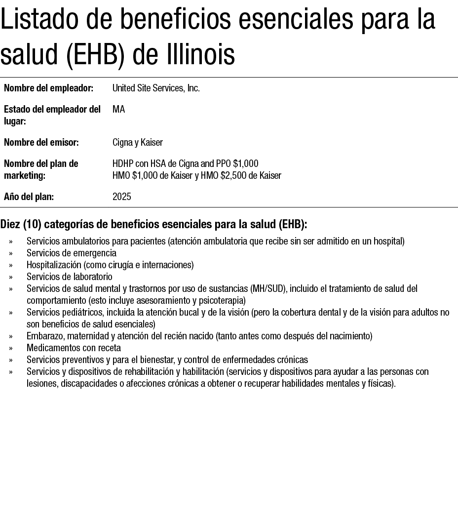 Listado de beneficios esenciales para la salud (EHB) de Illinois Diez (10) categor as de beneficios esenciales para l...