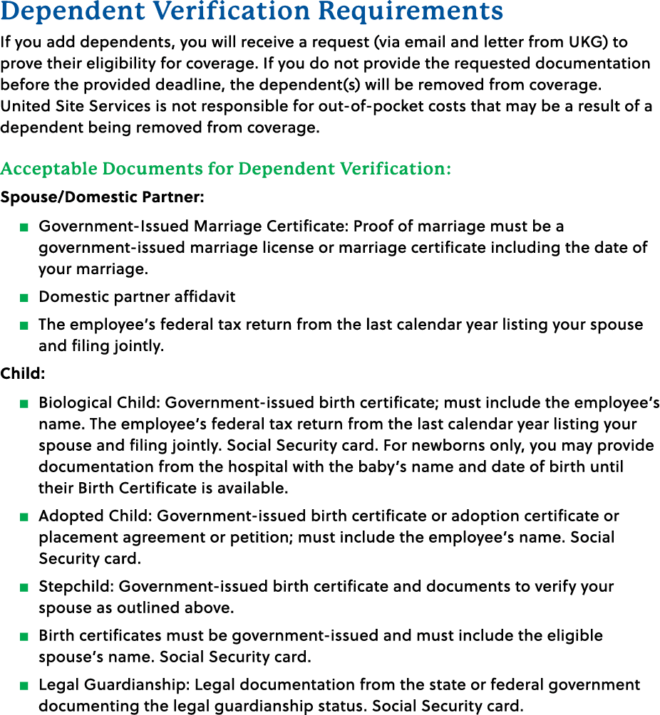 Dependent Verification Example 2025 Employee Benefits